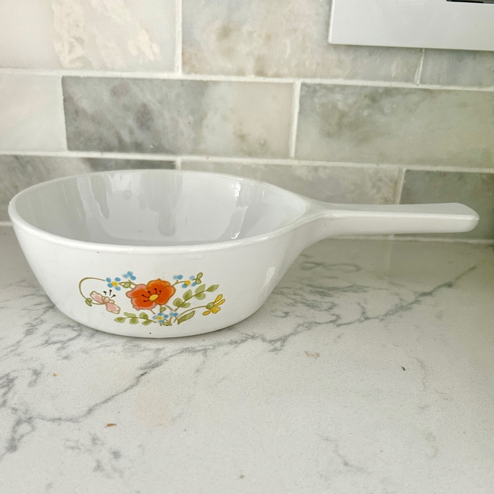 Vintage Corning Ware By Pyrex 70s La Marjolaine pattern 1 Pint Saucepan Saucepan